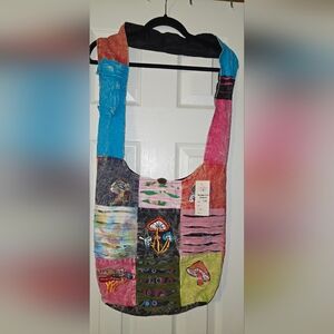 Colorful Patchwork Mushroom Shoulder Bag Boho Woodland Fairycore Grundge 90's